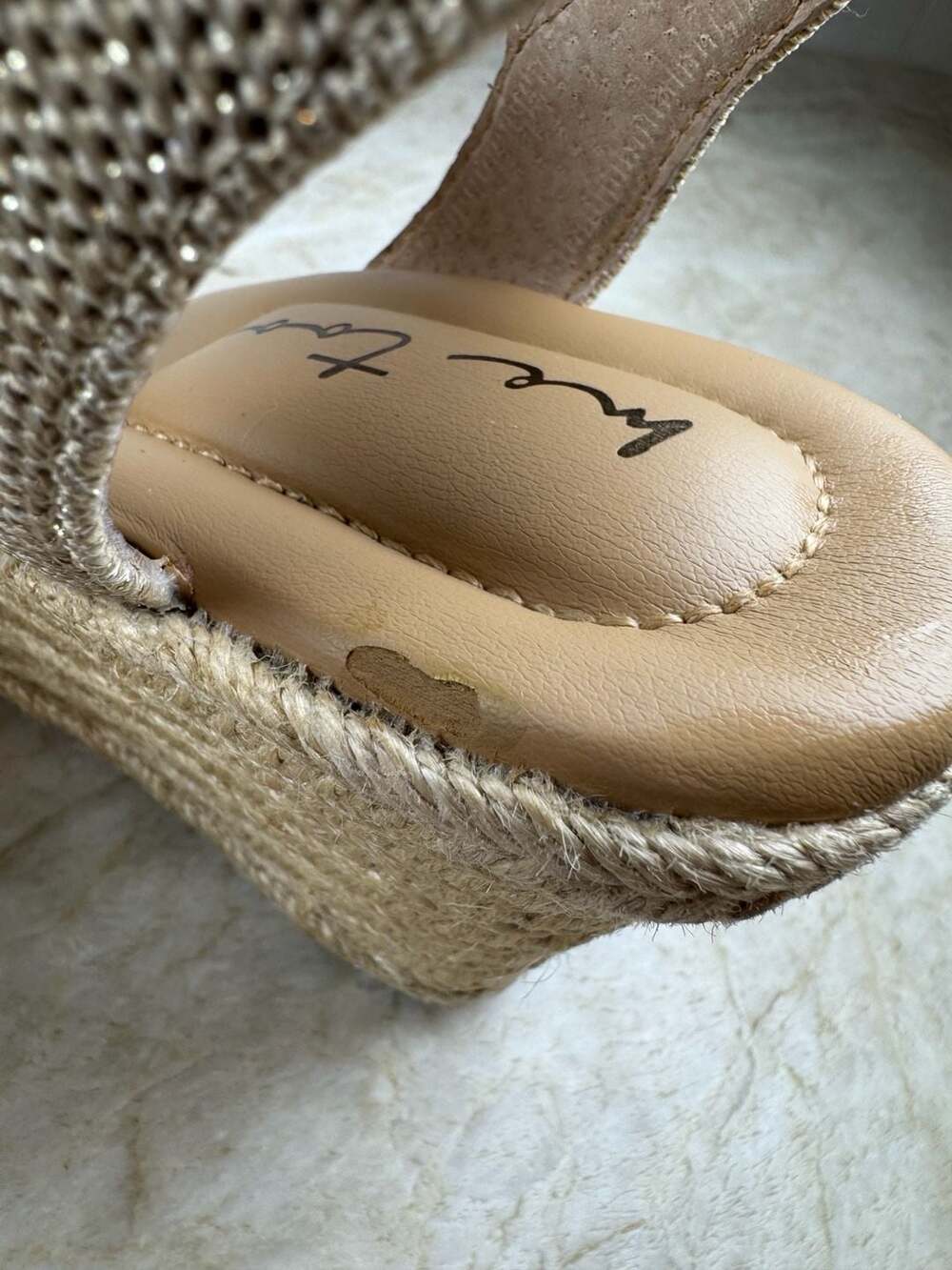 Me Too Blair Espadrille Wedge Sandals Gold Metallic Knit Womens 8.5 M - Picture 8 of 14